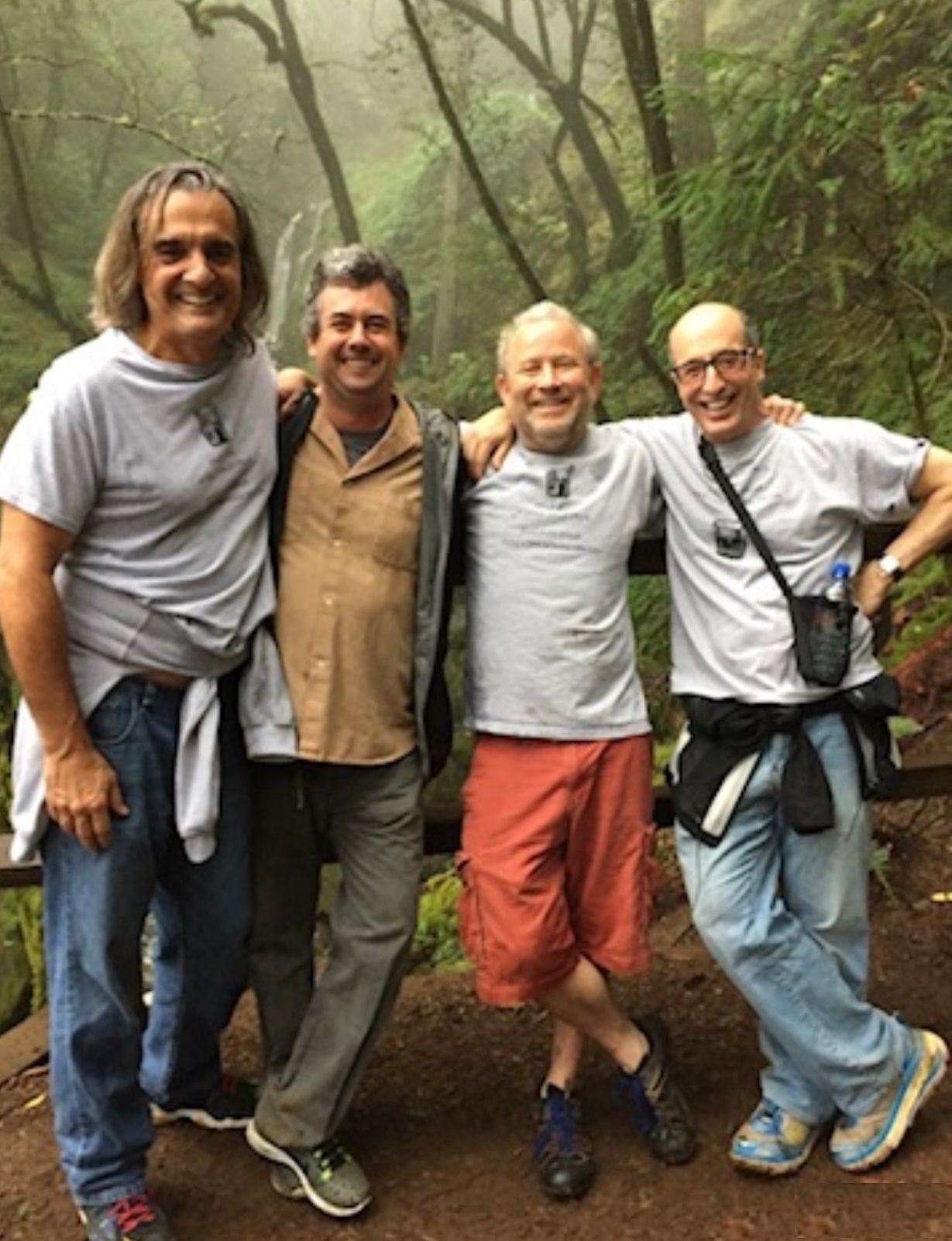 Raul Hernandez, Ian Morris, Frank Marrero, and Terry Patten. Cataract Trail in Mt. Tamalpais, CA.