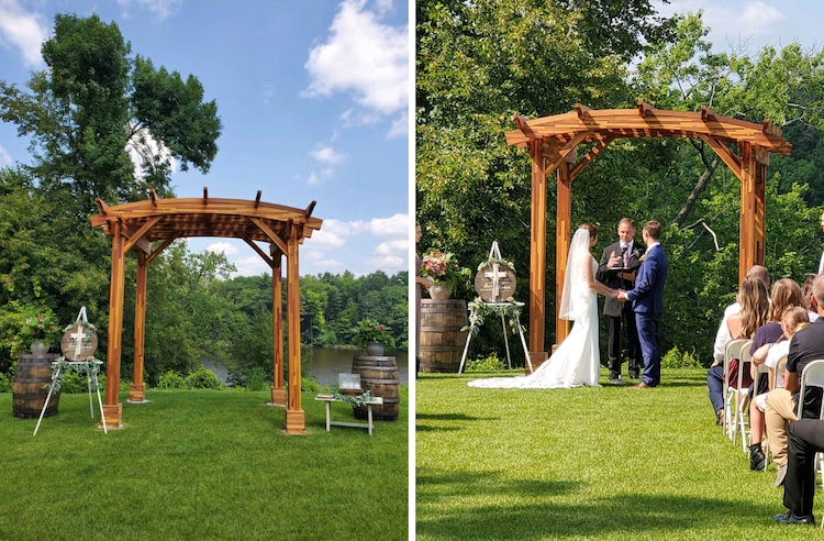 Arched Pergola Kit used for weddings on the event lawn