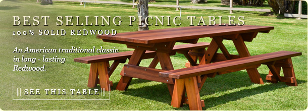 redwood picnic table