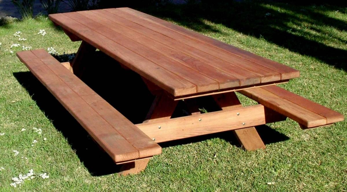 Rectangular Picnic Table-8 ft x 36-inch Wide with Side Benches-Mature ...