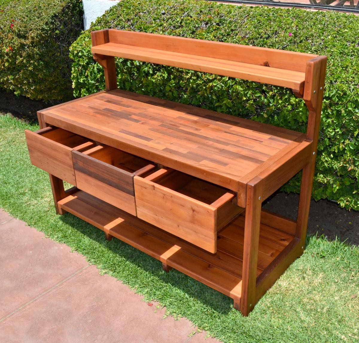 Eli's Potting Benches, Built to Last Decades Forever Redwood