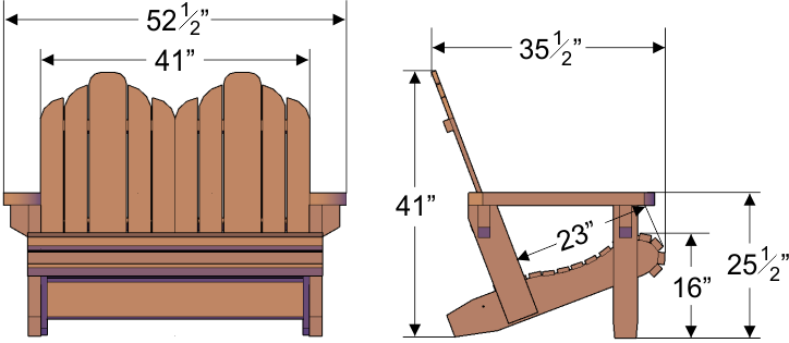 Adirondack Loveseat Dimensions