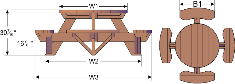 Redwood Round Picnic Table