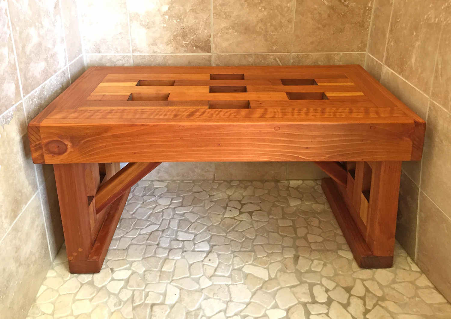 Lighthouse Wooden Shower Bench