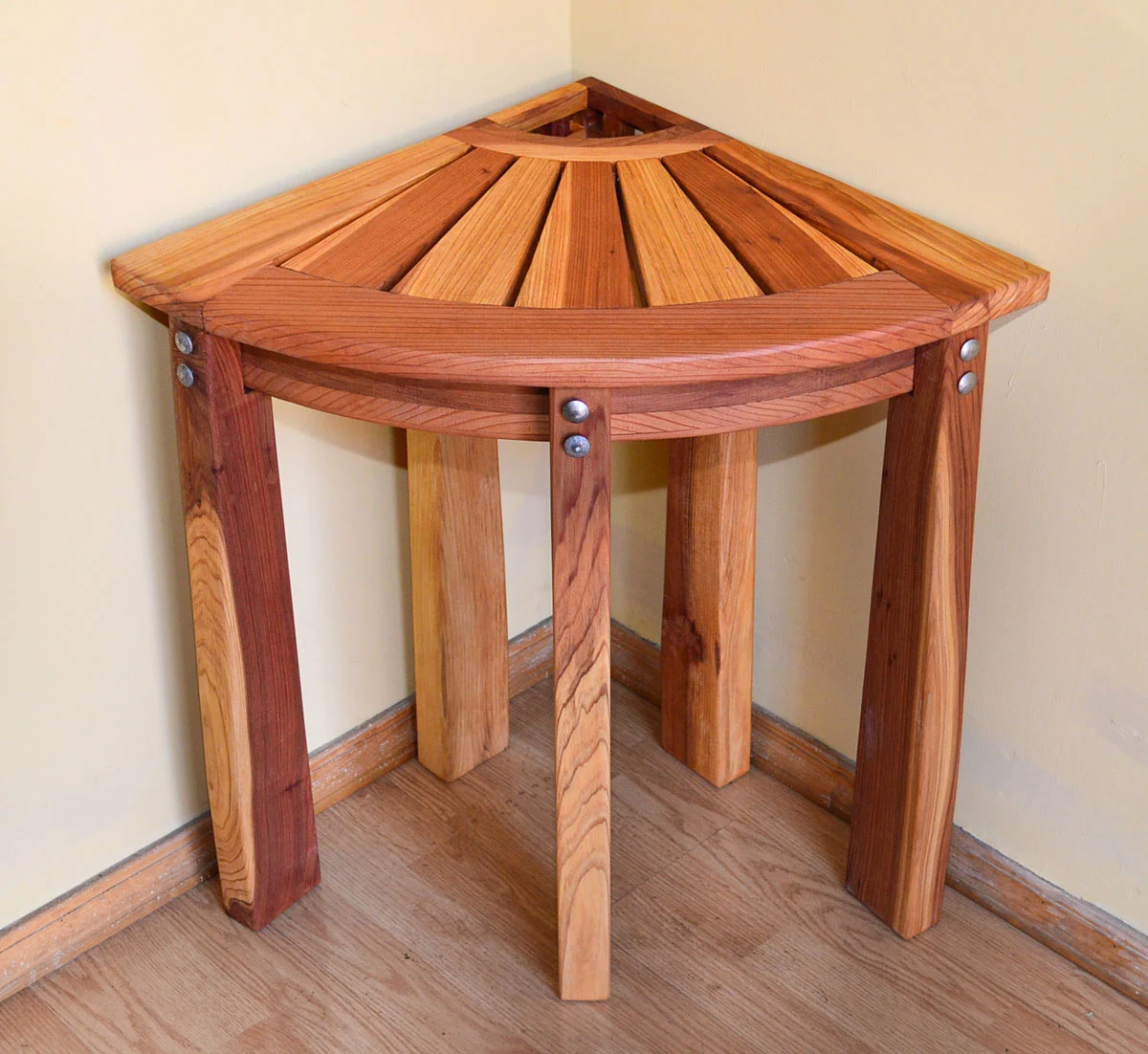 Wooden Corner Shower Bench