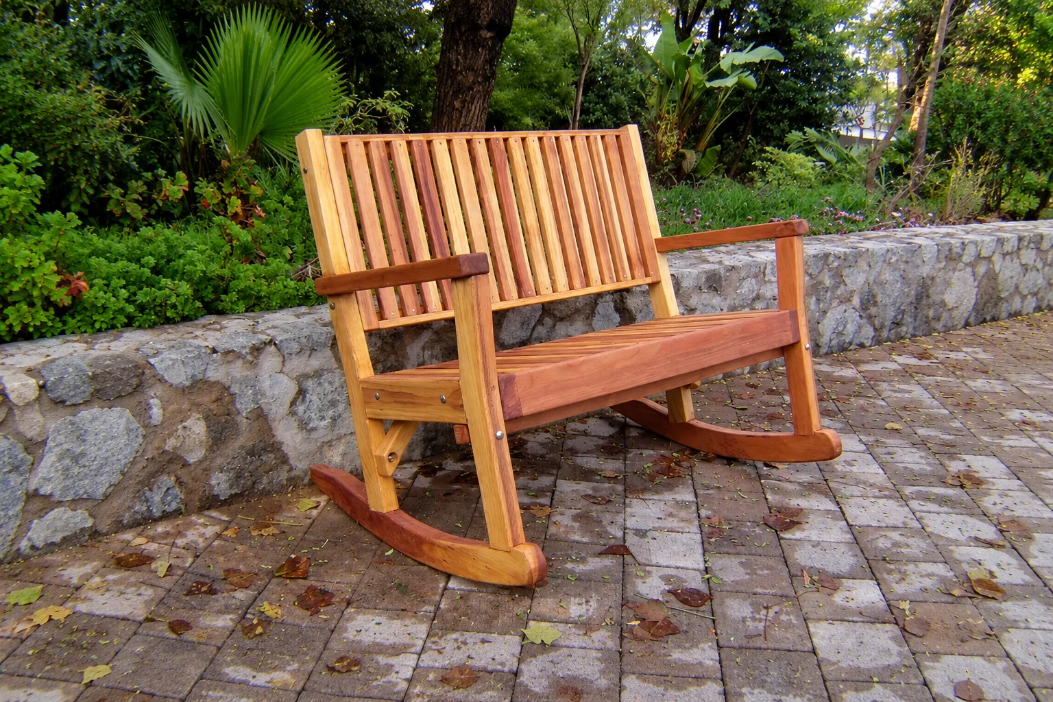 Massive Wooden Rocking Bench