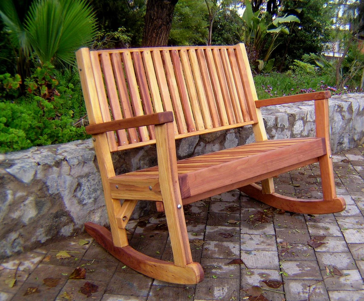 Massive Wooden Rocking Bench
