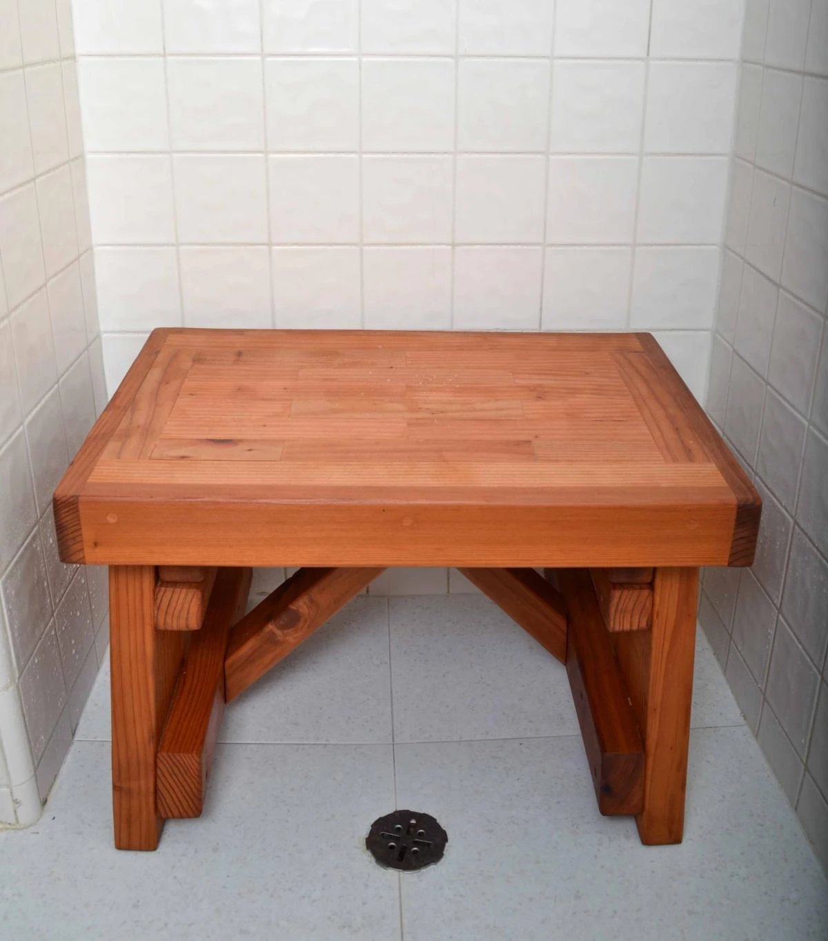 Parquet Wooden Shower Bench