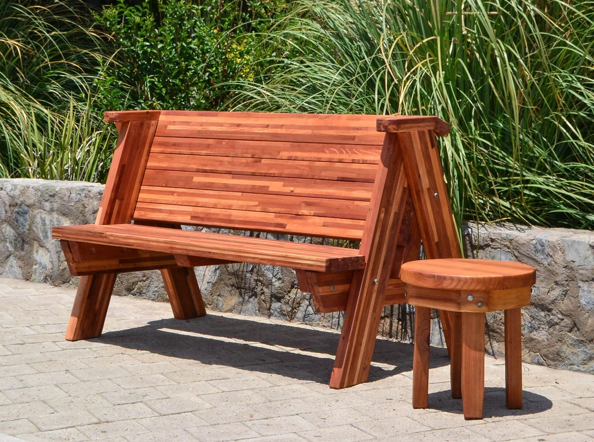 Rustic Redwood Bench