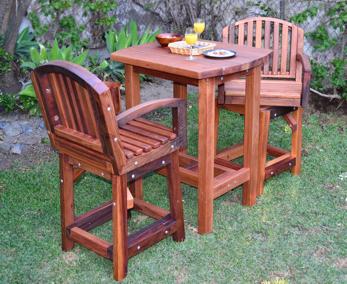 Tete-a-Tete Outdoor Wood Cocktail & Bar Stool Set