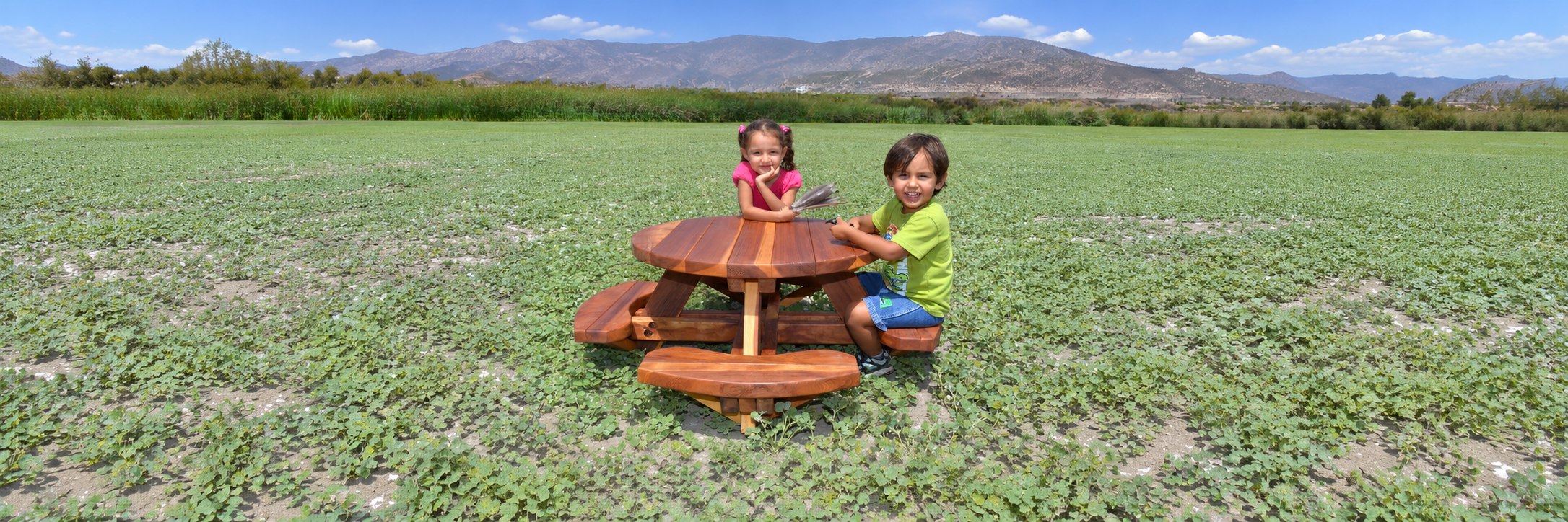 Round Wooden Picnic Table for Toddlers