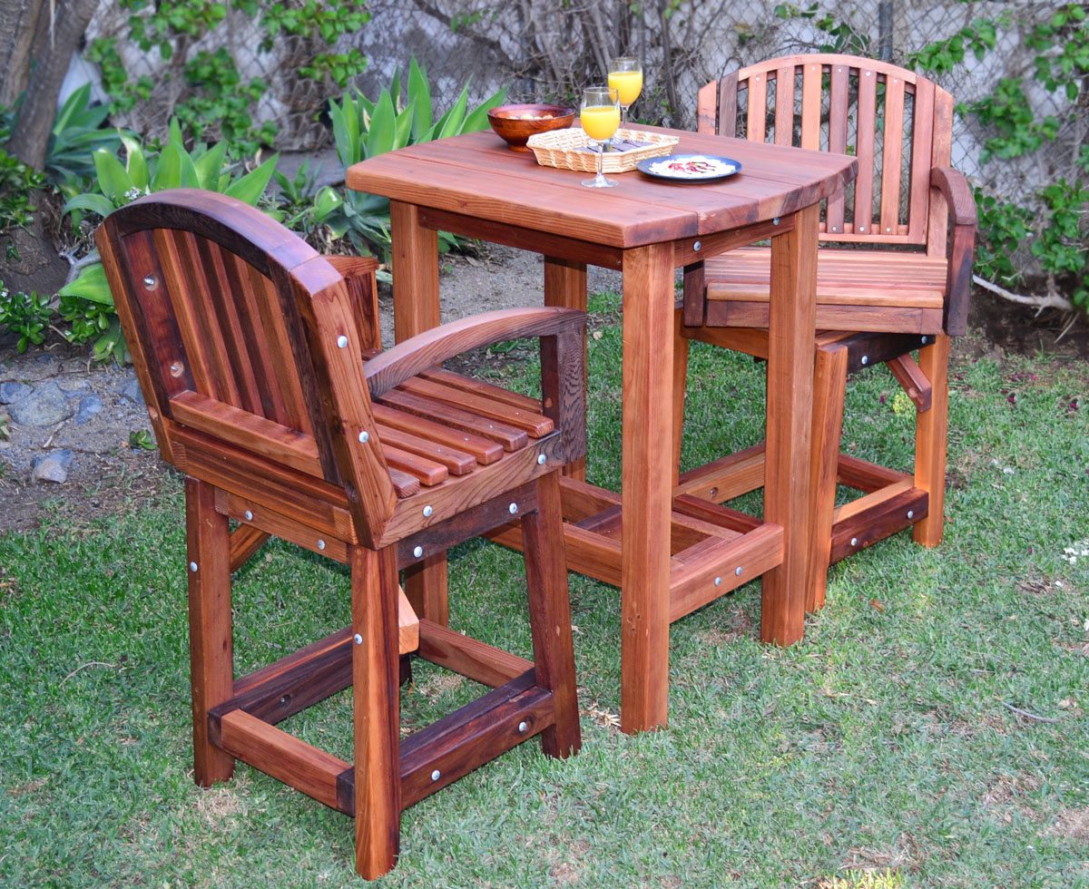 Tete-a-Tete Outdoor Wood Cocktail & Bar Stool Set