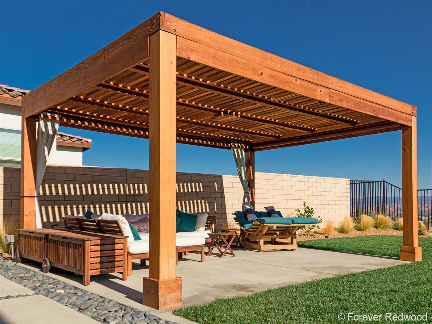Modern Fat Timber Pergola