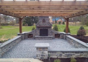 custom pergola kit with fire pit