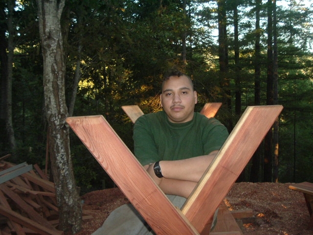 Tony Toledo with an early picnic table 