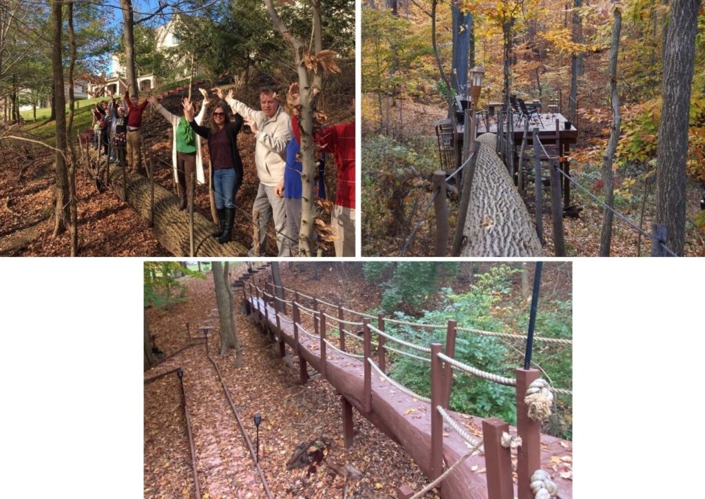 Top: Raw, untreated trunk walkway. Bottom: After treatment and reinforcement.