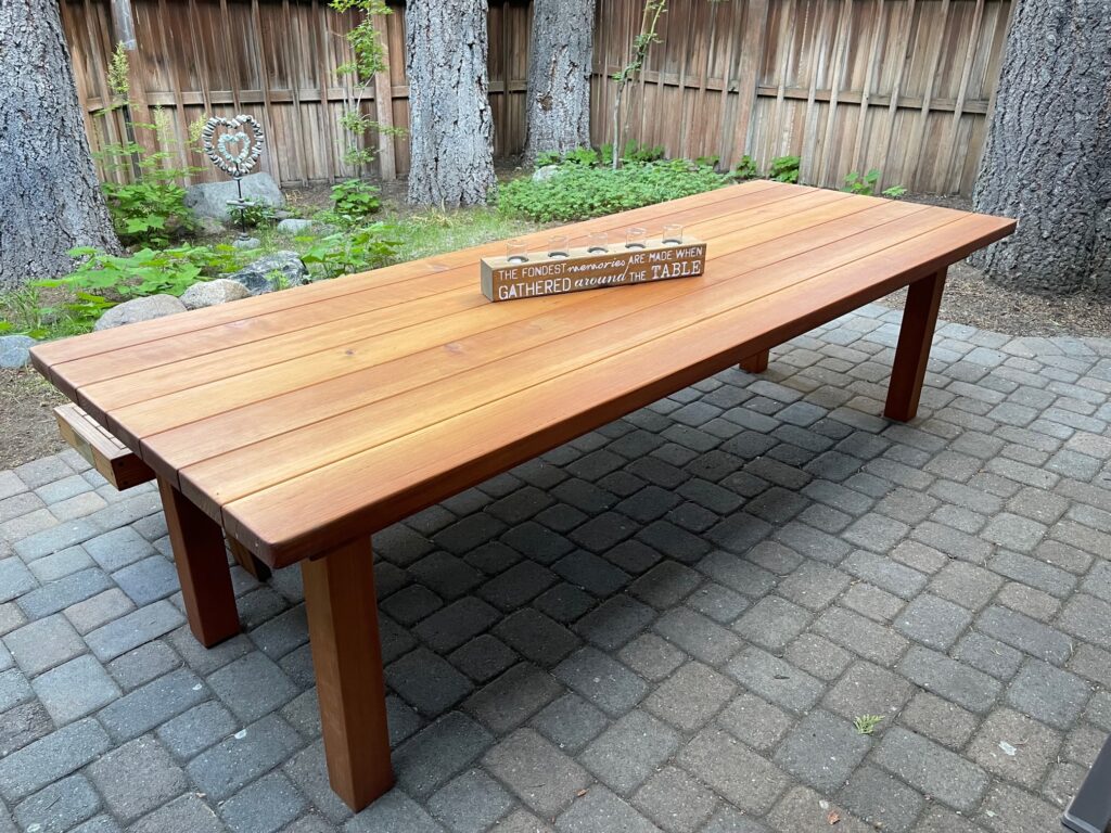 Kathy and Gary’s San Francisco Redwood Patio Table.