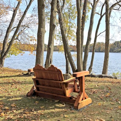 Adirondack Chain Glider (Options: Double, California Redwood, Transparent Premium Sealant).