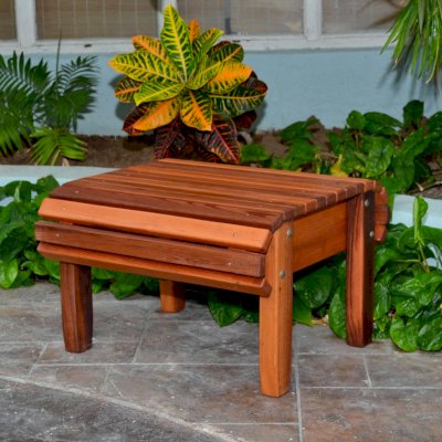 Adirondack Side Table (Options: 24"L, 22"W, Mature Redwood, 16"H, Transparent Premium Sealant).