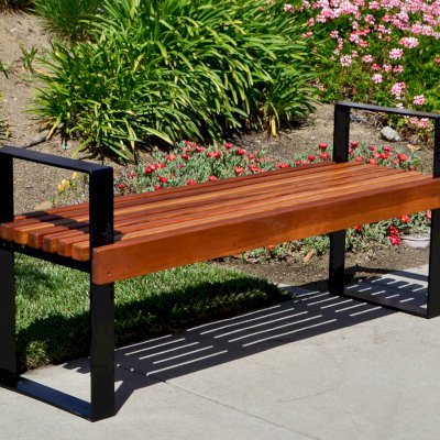 Alameda Wooden Bench (Options: 4 ft, California Redwood, No Cushion, No Engraving, Transparent Premium Sealant).