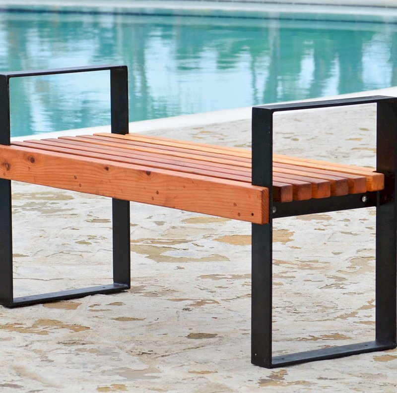 The Alameda Bench (Options: 4 ft, California Redwood, No Cushion, No Engraving, Tranparent Premium Sealant). The Alameda Bench (Options: 4 ft, California Redwood, No Cushion, No Engraving, Tranparent Premium Sealant).