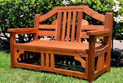 Alan's Engraved Wood Bench