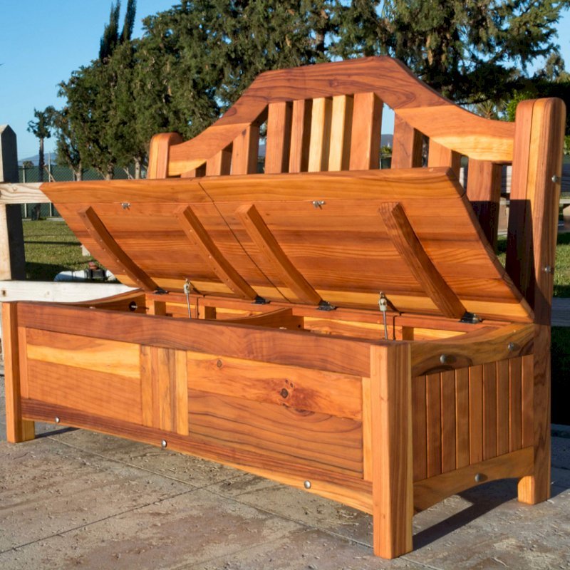 Custom Alan's Redwood Storage Bench Without Armrests (Options: 5 ft, California Redwood, with Pistons, Transparent Premium Sealant). Custom Alan's Redwood Storage Bench Without Armrests (Options: 5 ft, California Redwood, with Pistons, Transparent Premium Sealant).