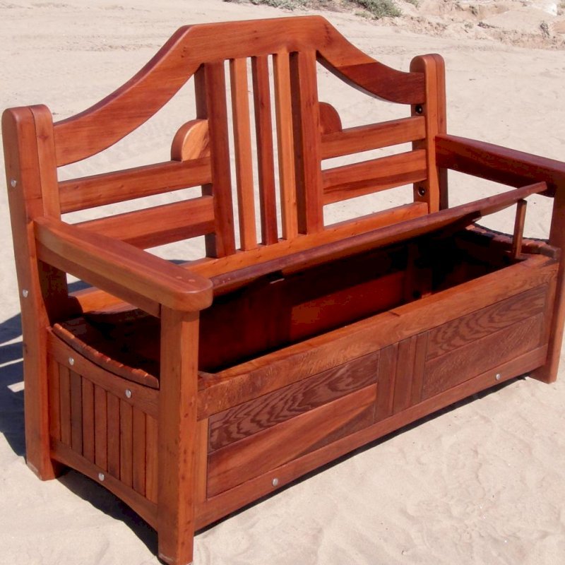 Redwood Storage Bench Custom Outdoor Wooden Storage