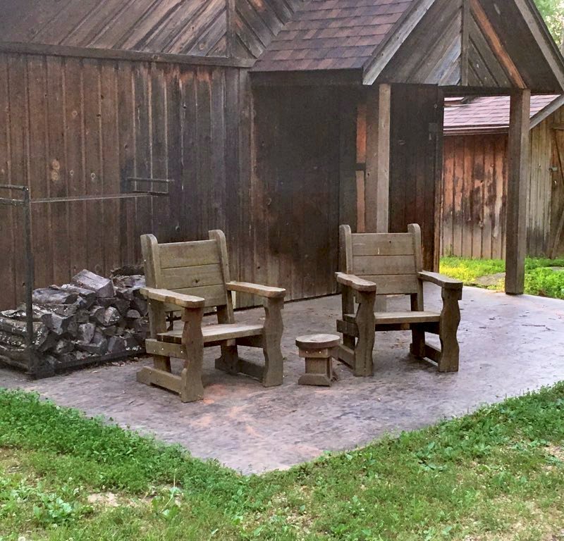 Angel's Chairs (Options: California Redwood, No Cushion, Transparent Premium Sealant). Photo Shows Chairs That Are 7 Years Old. Photo Also Shows a Mini 12 inch Round Wood Side Table. Photo Courtesy of Brenda Stafford of Vienna, Missouri. Angel's Chairs (Options: California Redwood, No Cushion, Transparent Premium Sealant). Photo Shows Chairs That Are 7 Years Old. Photo Also Shows a Mini 12 inch Round Wood Side Table. Photo Courtesy of Brenda Stafford of Vienna, Missouri.