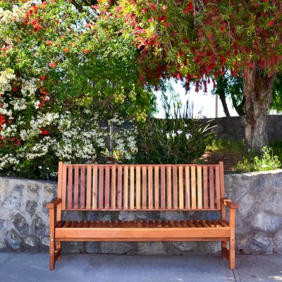Annapolis Redwood Bench (Options: 6 ft, California Redwood, No Cushion, No Engraving, Transparent Premium Sealant). 