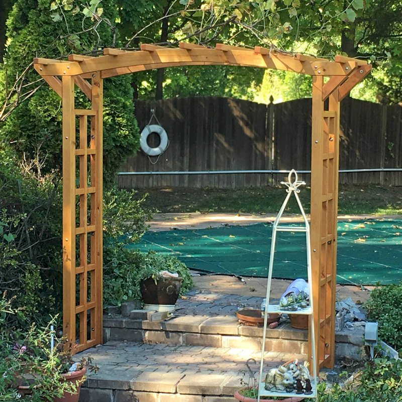 Arched Garden Arbor (Options: 96" W x Custom 24" D, Douglas-fir, No Anchor Kit, Transparent Premium Sealant). Photo Courtesy of Alexander Q. of Scotch Plains, NJ. Arched Garden Arbor (Options: 96" W x Custom 24" D, Douglas-fir, No Anchor Kit, Transparent Premium Sealant). Photo Courtesy of Alexander Q. of Scotch Plains, NJ.