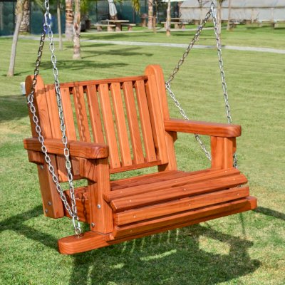 Armchair Swings (Seats Only) (Options: Mature Redwood, Classic Garden Seat, All Tree Hanging Hardware, No Engraving, Transparent Premium Sealant).