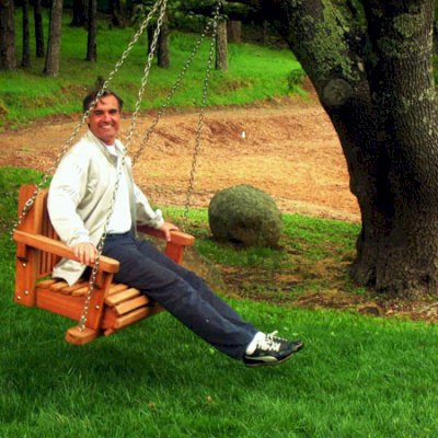 Armchair Swings (Seats Only) (Options: Mature Redwood, Classic Garden Seat, All Tree Hanging Hardware, No Engraving, Transparent Premium Sealant).
