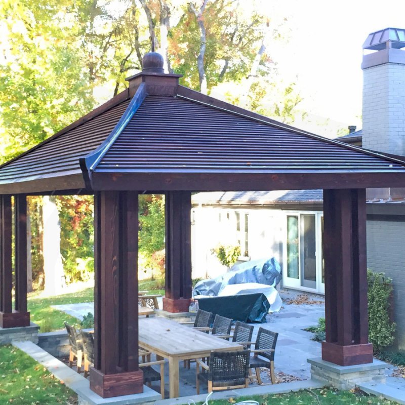 Asian Fusion Pavilion (Options: 22 ft L x 16 ft W, Mature Redwood, 6-Asian Fusion Anchoring Selts, No Electrical Wiring Trim, 10 ft H, No Ceiling Fan, No Privacy Panels, No Curtaind Rods, Coffee-Stain Sealant). Asian Fusion Pavilion (Options: 22 ft L x 16 ft W, Mature Redwood, 6-Asian Fusion Anchoring Selts, No Electrical Wiring Trim, 10 ft H, No Ceiling Fan, No Privacy Panels, No Curtaind Rods, Coffee-Stain Sealant).