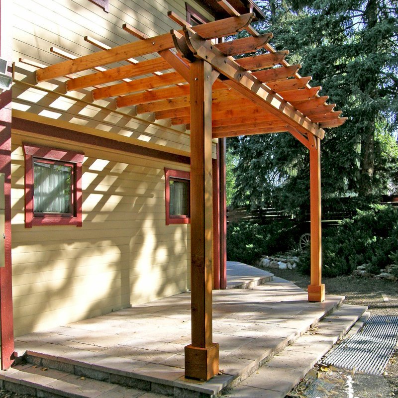 Attached Garden Pergolas (Options: 15' x 8', Attached to Wall by Support Side, Douglas-fir, No Electrical Wiring Trim, Open Roof with Slats at 18", 2-Post Anchor Kit for Stone, Transparent Premium Sealant). Attached Garden Pergolas (Options: 15' x 8', Attached to Wall by Support Side, Douglas-fir, No Electrical Wiring Trim, Open Roof with Slats at 18", 2-Post Anchor Kit for Stone, Transparent Premium Sealant).