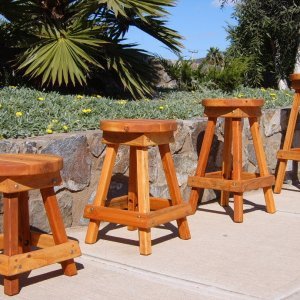 Red wood store bar stools