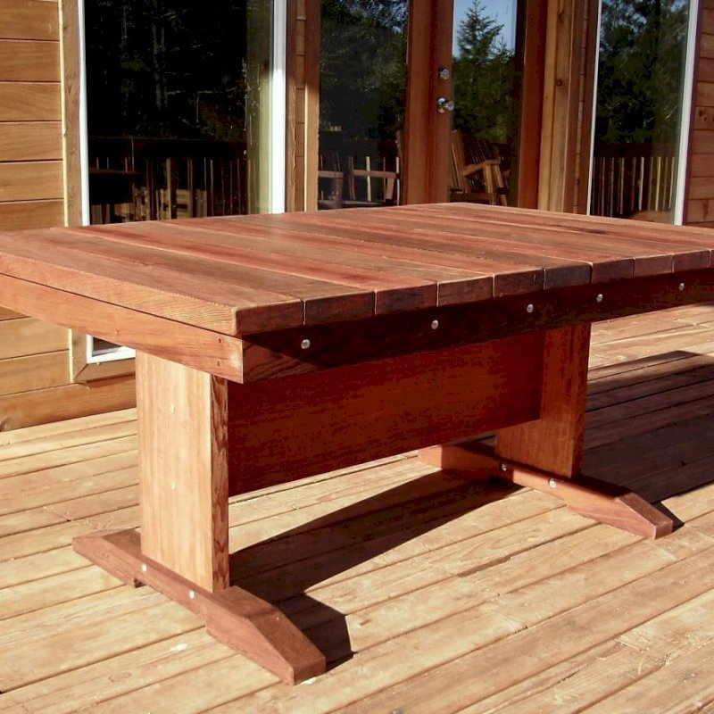 Baja Outdoor Redwood Dining Table (Options: 6 ft L, 48 inches W top, No Seating, Mature Redwood, Standard Tabletop, Squared Corners, No Umbrella Hole, Transparent Premium Sealant). Baja Outdoor Redwood Dining Table (Options: 6 ft L, 48 inches W top, No Seating, Mature Redwood, Standard Tabletop, Squared Corners, No Umbrella Hole, Transparent Premium Sealant).