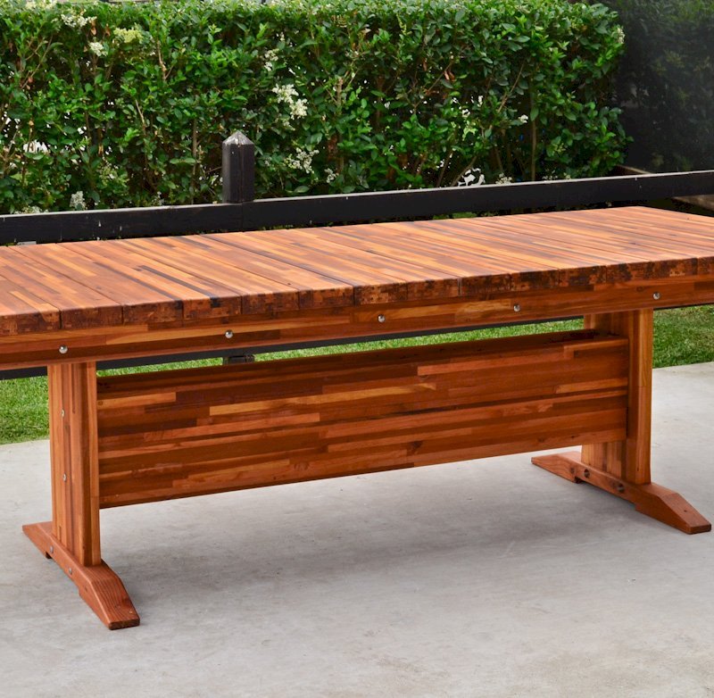 Outdoor Redwood Dining Table, Custom Made to Order Tables
