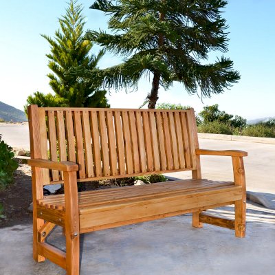 Bonsignour Handcrafted Wood Bench (Options: 5 ft, Douglas-fir, No Cushion, No Engraving, Transparent Premium Sealant).