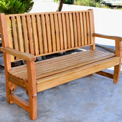 Bonsignour Handcrafted Wood Bench (Options: 5 ft, Douglas-fir, No Cushion, No Engraving, Transparent Premium Sealant).