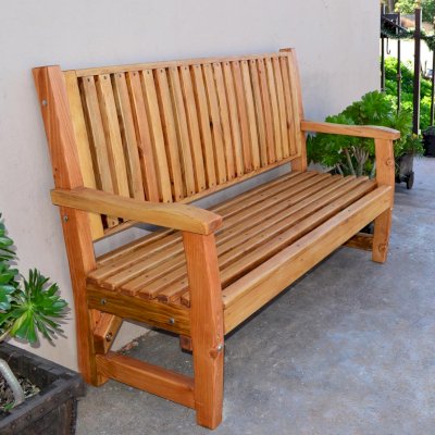 Bonsignour Handcrafted Wood Bench (Options: 5 ft, Douglas-fir, No Cushion, No Engraving, Transparent Premium Sealant).