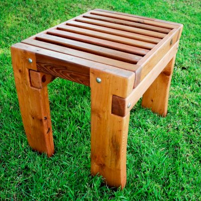 Brian's Side Tables (Options: 24" L x 18" W, Old-Growth Redwood, 22" H, Transparent Premium Sealant).