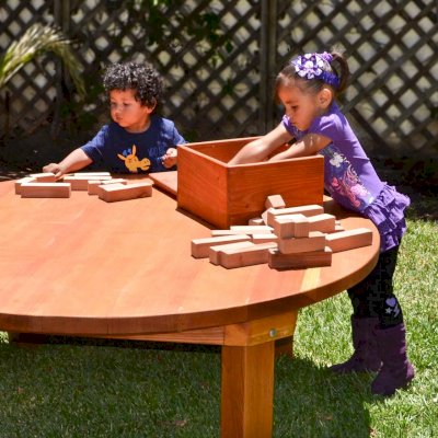 Building Blocks (Options: 72 Blocks, Include Wooden Box, Mature Redwood, Custom Engraving) and Kid's Round Patio table.
