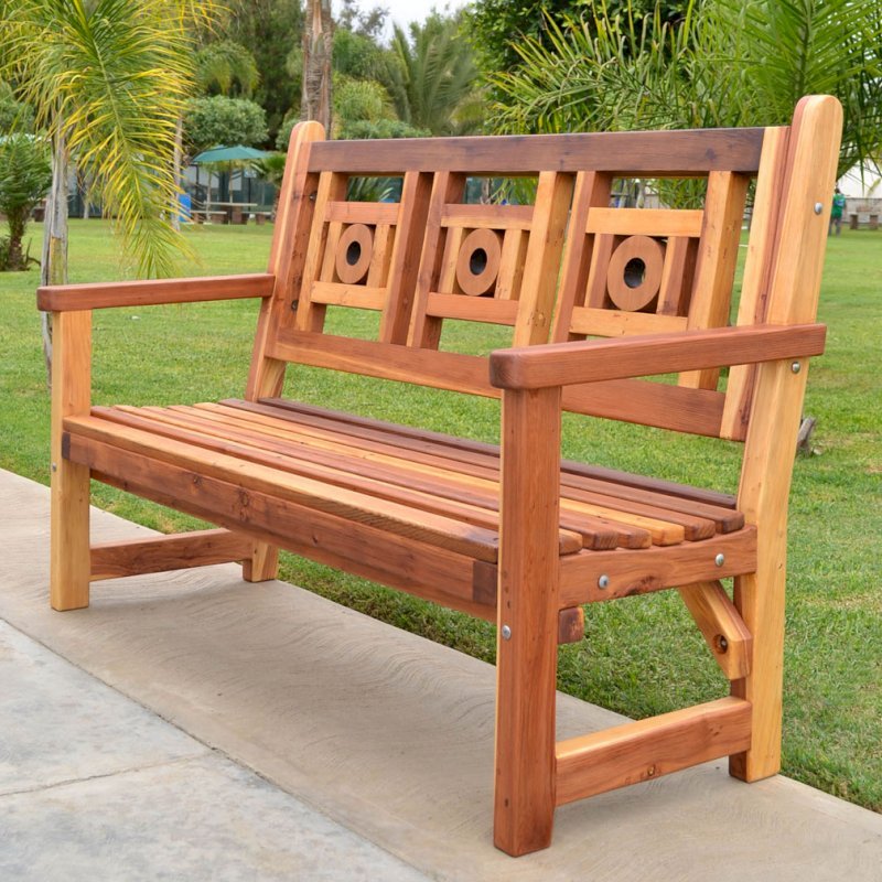 Caneel Bay Bench (Options: 5 ft, California Redwood, No Cushion, No Engraving, Transparent Premium Sealant). Caneel Bay Bench (Options: 5 ft, California Redwood, No Cushion, No Engraving, Transparent Premium Sealant).