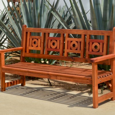 Caneel Bay Garden Bench (Options: 6 ft, Old-Growth Redwood, No Cushion, No Engraving, Transparent Premium Sealant).