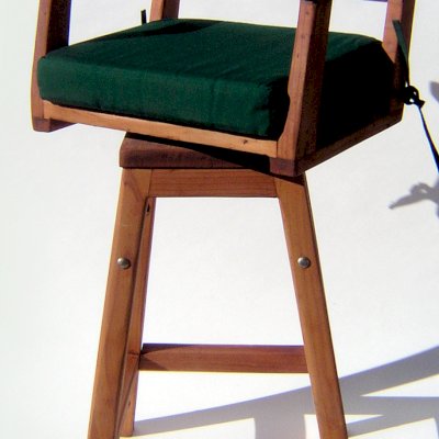 Captain's Redwood Bar Stool (Options: Mature Redwood, Swivel Seat, 31" H, Forest Green Cushion, Transparent Premium Sealant).