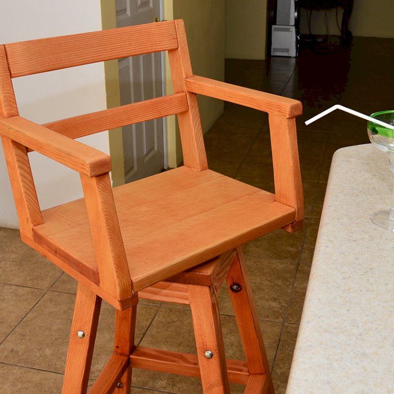 Redwood Captain's Chair Bar Stool, Wooden Bar Stools