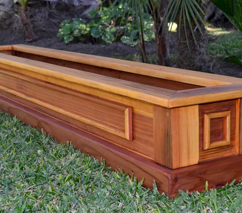 Carmel Box Planters (Options: 60" L, 10.5" W, 7.5" H, California Redwood, Standard Base, No Steel Hangers, No fit over railings, No Growing Vegetables, Transparent Premium Sealant). Carmel Box Planters (Options: 60" L, 10.5" W, 7.5" H, California Redwood, Standard Base, No Steel Hangers, No fit over railings, No Growing Vegetables, Transparent Premium Sealant).