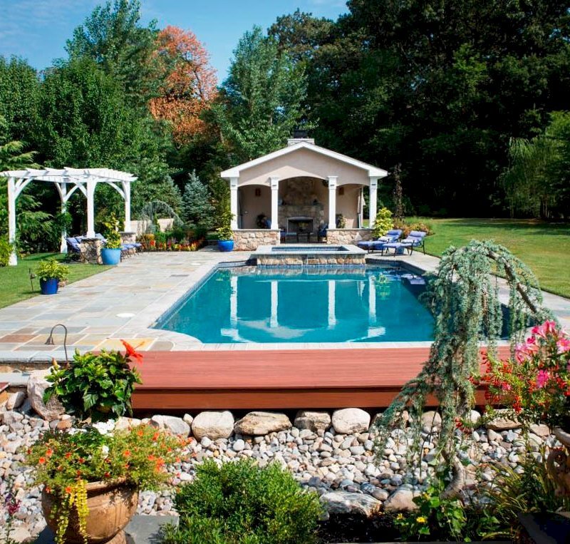 Cherry Hill Outdoor Pergola Kit (Options: 16' x 10', California Redwood, No Electrical Wiring Trim, Post Anchoring for Stone, Brick or Concrete, No Ceiling Fan Base, No Curtain Rods, No Privacy Panels, 9' Post Height, Off-White Oil-Based). Photo Courtesy of Rich Wulwick of Cherry Hill, New Jersey. Cherry Hill Outdoor Pergola Kit (Options: 16' x 10', California Redwood, No Electrical Wiring Trim, Post Anchoring for Stone, Brick or Concrete, No Ceiling Fan Base, No Curtain Rods, No Privacy Panels, 9' Post Height, Off-White Oil-Based). Photo Courtesy of Rich Wulwick of Cherry Hill, New Jersey.