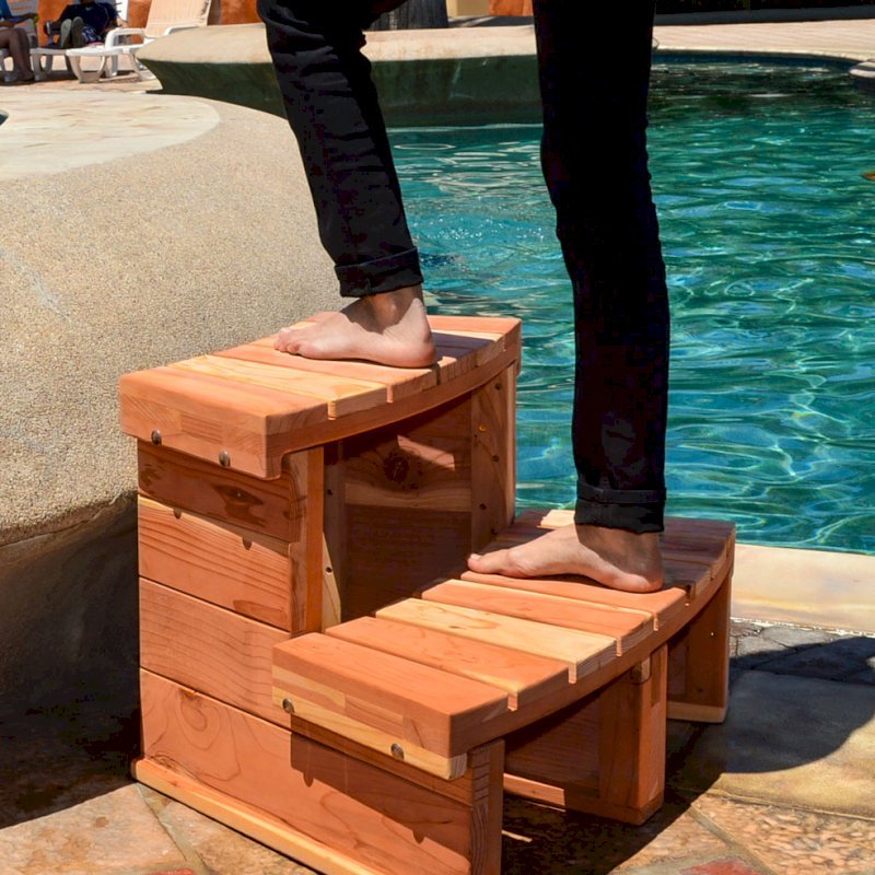 Circular Wooden Spa Step (Options: Angle to fit snugly for 6' tub, California Redwood, No Engraving, Transparent Premium Sealant). Circular Wooden Spa Step (Options: Angle to fit snugly for 6' tub, California Redwood, No Engraving, Transparent Premium Sealant).